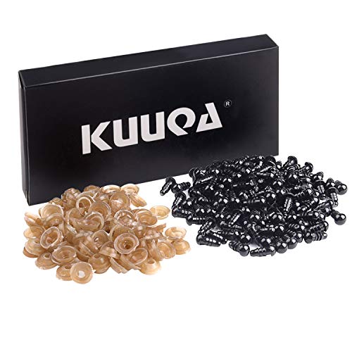 KUUQA 120 Pcs 6mm Black Safety Eyes Plastic Googly Eyes with Washers for Doll, Puppet, Plush Animal Making (6mm) - 6mm