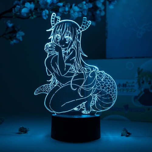 Tohru Sitting Otaku Lamp – Miss Kobayashi's Dragon Maid – Anime Lamp Figure Night Light, 16 Color RGB LED – Remote, 3D Anime Room Décor Gift for Otaku - 