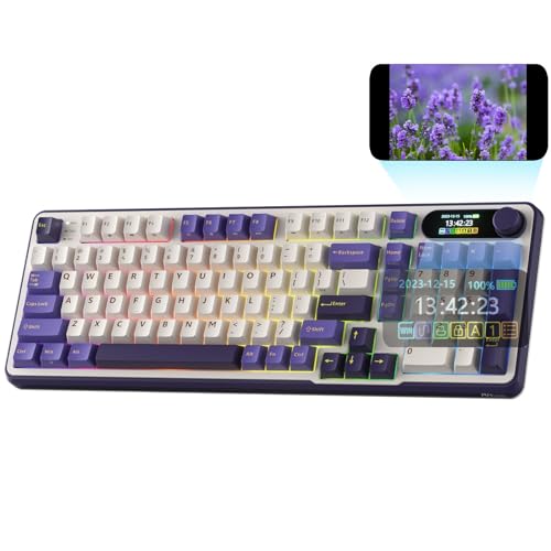 RK ROYAL KLUDGE S98 Mechanical Keyboard w/Smart Display & Knob, Top Mount 96% Wireless Mechanical Keyboard BT/2.4G/USB-C, Hot Swappable, Software Support, Massive Battery, 98 Keys - Linear Viridian Switch - Lavender Purple