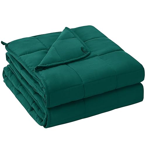yescool Weighted Blanket for Adults (20 lbs, 60” x 80”, Dark Green) Cooling Heavy Blanket for Sleeping Perfect for 190-210 lbs, Queen Size Breathable Blanket with Premium Glass Bead, Machine Washable - Green - 60X80-20 lbs