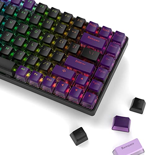 Womier Pudding Keycaps - PBT Keycaps, Shine Through Keycaps, 165 Keys Keycaps Set, Custom Keycaps for 61/68/84/87/82/100 Cherry Gateron MX Switches Mechanical Keyboard, Black/Purple - Black/Purple