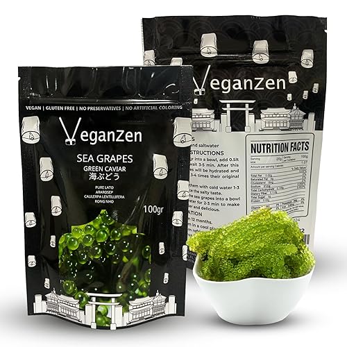 Sea Grapes to Eat Seaweed Snacks Salad Kit 100GR VeganZen Umibudo dried ramen toppings korean food green caviar vegetables nori kelp kombu asmr organic Dehydrated lato Crunchy Superfood