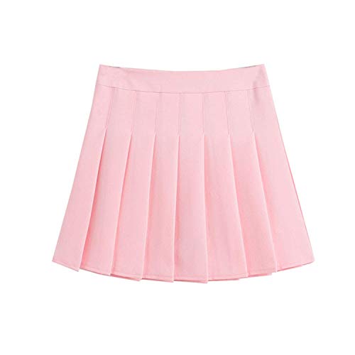 ZHANCHTONG Women's High Waist A-Line Pleated Mini Skirt Short Tennis Skirt - X-Small - Pink