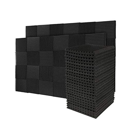 50 Pack BLACK Acoustic Panels Studio Foam Wedges 1" X 12" X 12"Sound-proofing,Sound Absorption (50pcs, Black)