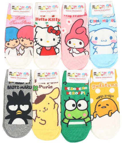 Womens Sanrio Characters Cartoon Novelty Socks - Juicy Pang Pang 8 Pairs
