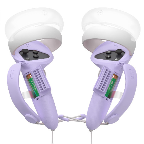 KIWI design [Version Supérieur] Couverture de Poignées Compatible avec Quest 2 Manette Contrôleur Grips Cover avec Ouverture de Batterie Réglable et Sangles d'articulation (Violet)