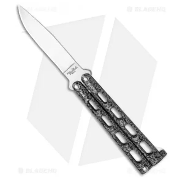 Benchmark Small Silver Butterfly Knife (3.38" Satin Plain)  
