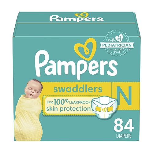 Pampers Swaddlers Diapers Newborn - Size 0, 84 Count, Ultra Soft Disposable Baby Diapers - Newborn - 84
