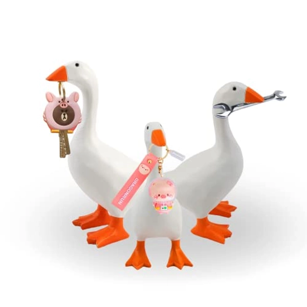 Jareo Magnetic Goose Statue Cute Goose Key Holder 1 Pack Home Decoration Statue Hanging Rack Table Desk Decor Sculpture Funny Bedroom Decor Housewarming Gift - Normal