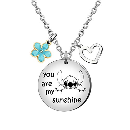 Maxforever Girl's Jewellery You are My Sunshine Necklace Gift for Daughter, Niece, Girls - Blue Sakura