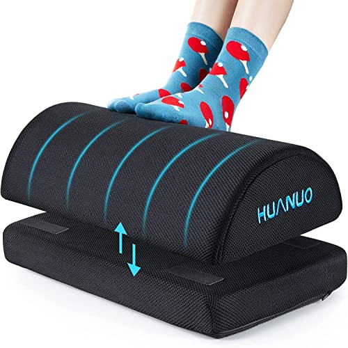 HUANUO Footrest, Under Desk Foot Rest, Foot Stool with 2 Optional Covers, Ergonomic Foot Rest for Office, Home, Travel