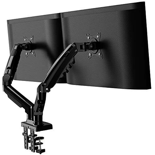 Invision Dual Monitor Arm Desk Mount for 19 to 32 Inch Screens - VESA 75 & 100mm Stand Desk Clamp - Tool Free Height Adjustment with Tilt Swivel Rotate - Increased Load Capacity from 2-9kg (MX400)