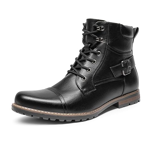 Bruno Marc Men's Motorcycle Combat Boots Zipper Biker Boot - 9.5 - Black-3