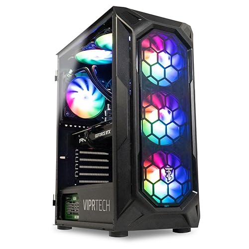 ViprTech Ghost 3.0 Liquid-Cooled PC - AMD Ryzen 5 5600X (12-LCore 4.6Ghz), RTX 4060 8GB, 32GB DDR4 3200, 1TB NVMe SSD, VR-Ready, Streaming, WiFi, RGB, Win 11, Gaming Desktop Computer, Black - RTX 4060 | 32G | 1T SSD | Black
