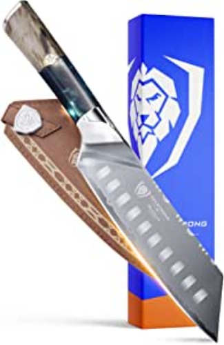 Dalstrong Santoku Knife - 7 inch - Valhalla Series - 9CR18MOV High Carbon Steel - Vegetable Knife - Celestial Resin & Wood Handle - w/Leather Sheath - 7 inch Santoku