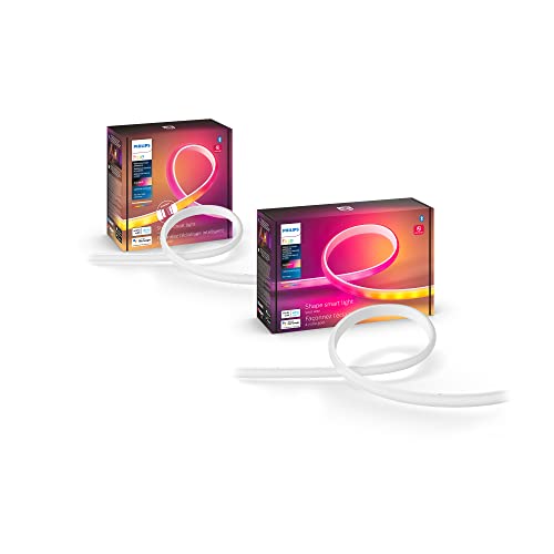 Philips Hue Gradient Ambiance Light Strip Bundle, One 6-Foot Strip with One Plug and One 3-Foot Extension, Flowing Multicolor Effect, Compatible with Alexa, Apple HomeKit and Google Assistant - 6ft + 3ft - Bundle - Gradient Color
