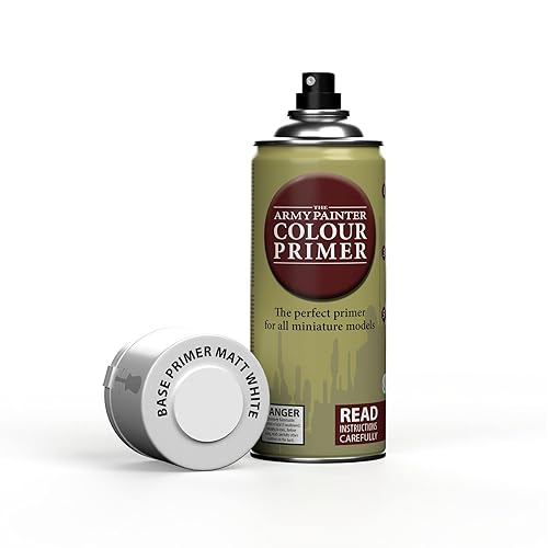 The Army Painter Color Primer Spray Paint, Matt White, 400ml, 13.5oz - Acrylic Spray Undercoat for Miniature Painting- Spray Primer for Plastic Miniatures - Matt White