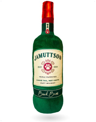 Bark Bros - Jamuttson Dog Toy - Plush Squeaky Dog Toys Funny Drink Parody - Alcohol Dog Toy - Dog Birthday Toy - Cute Dog Toys - Whiskey Dog Toy - Puppy Gifts - Puppy Stuff - Dog Stuff (Large) - Large