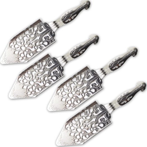 NSBELL 4PCS Stainless Steel Absinthe Spoons Vintage Wormwood Cocktail Bar Glass Cup Drinking Filter Hollowed Out Absinthe Fountain Spoon Dripper (4) - 4