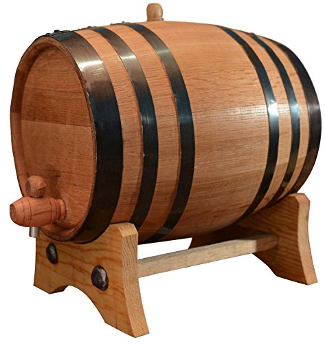 20-Liter American Oak Barrel | Handcrafted using American White Oak | Age your own Whiskey, Beer, Wine, Bourbon, Tequila, Hot Sauce & More - 20 Liter or 5.3 Gallons Black (Steel Hoops)