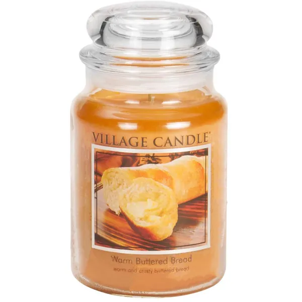 Village Candle Warm Buttered Bread Large Glass Apothecary Jar Scented Candle, 21.25 oz, Brown - 