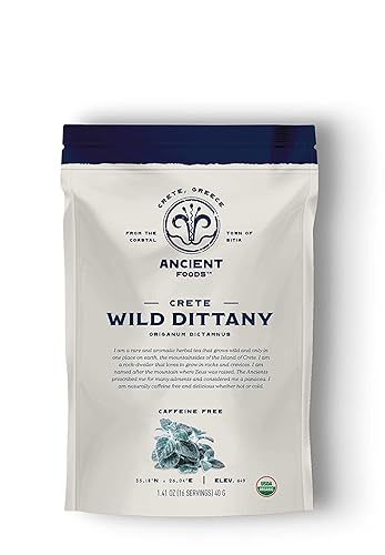 Ancient Foods Organic Wild Dittany Tea – Loose Leaf Dittany Greek Mountain Tea, Organic and Caffeine Free (40g) - Dittany Tea