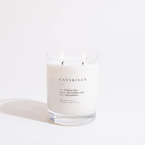 Brooklyn Candle Studio Catskills Classic 2 Wick Candle - Luxury Scented Candle, Vegan Soy Wax, Hand Poured in The USA, 70 Hour Slow Burn Time - 13oz - Catskills