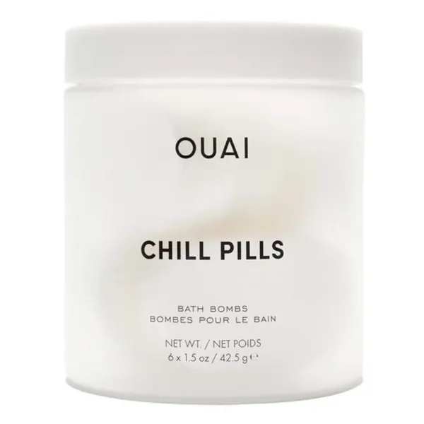 OUAI Chill Pills. Escape to Your Own Relaxing Spa with Jasmine and Rose Scented Bath Bombs. Unwind While Jojoba, Safflower and Hemp Seed Oil Improve Texture, Moisturize and Calm Skin. (6 x 1.5 oz) - 