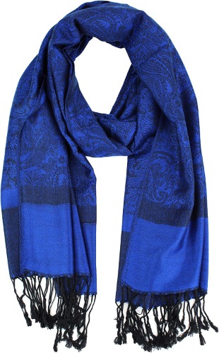 Paskmlna Paisley Jacquard Pashmina Shawl Wrap Scarf Stole - Blue-black018108
