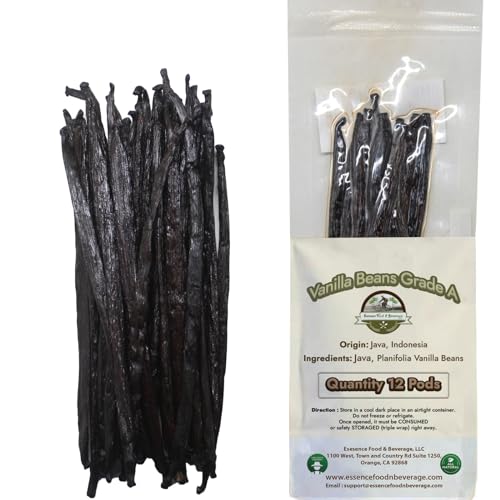 12 Plump Vanilla Beans For Making Vanilla Extract Grade A - NON-GMO Fresh Vanilla Bean pods, 6-8" Inches, Plump, baking. - 11 Count (Pack of 1)