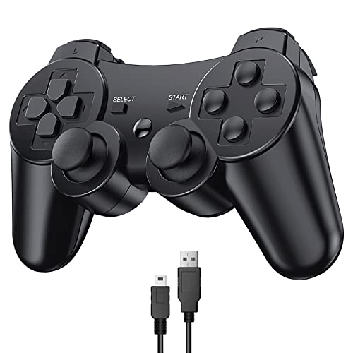 Diswoe Controller für PS3, PS3 Wireless Controller Bluetooth Controller für PS3 mit Double Shock Ergonomie Rechargable Controller PS3 Gamepad Joystick