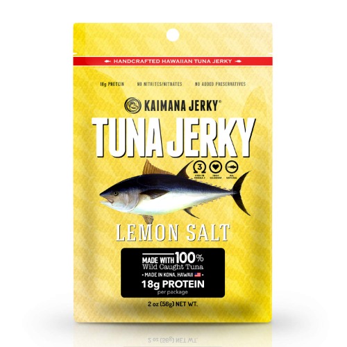 Kaimana Wild-Caught Ahi Tuna Jerky - Lemon Salt | Rich in Omega-3s & High in Protein | All-Natural & Organic Fish Jerky (2 oz) - Ahi Tuna – Lemon Salt