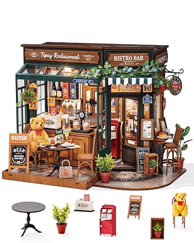 Rolife Kit de Maison Miniature à Construire - Restaurateur Tipsy, Kit de Maquette Maison Miniature pour Adultes, Idée de Décoration de Maison Miniature pour Bureau Book Nook