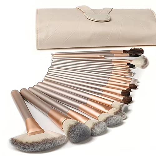 Makeup Brushes Ammiy Makeup Brushes Sets Professional 18 Pcs Make up Brushes Premium Synthetic Foundation Brushes Blending Face Powder Blush Eyeshadow Eyeliner Make Up Brush Kit with PU Leather Bag - Champagne Pink