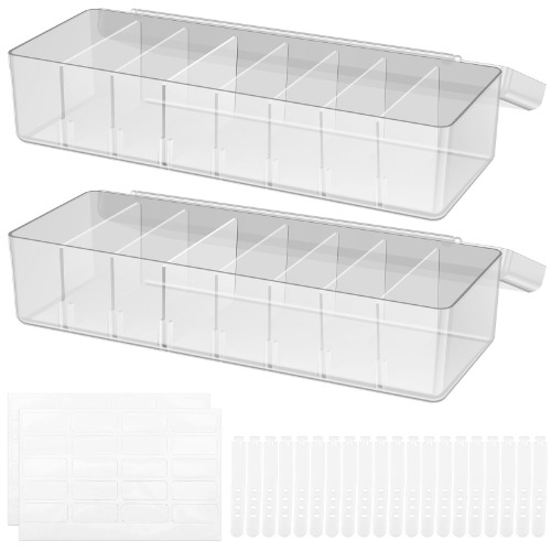 2Pcs Card Storage Box with 8 Compartments Clear Plastic Trading Card Case with Removable Dividers Portable Playing Card Organizer with Lid Reusable Collectible Card Cases for Cards