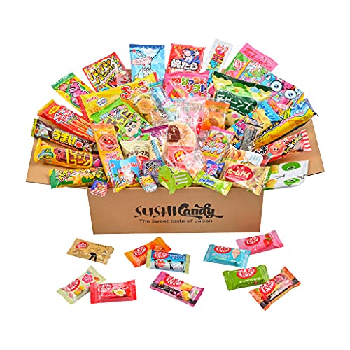 50 Japanese Candy & Snack box set , big Japanese chocolate assortment (10 pieces) and other popular sweets
