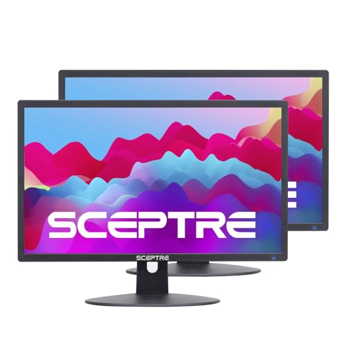 Generic 2 Pack - 22 Inch Monitor FHD 1920 x 1080 Computer Monitor, VESA Mount, Tilt, VGA and HDMI x2, Professional and Gaming Monitor – 2 Pack, MACHINE BLACK, 2PACKE225W-19203RT