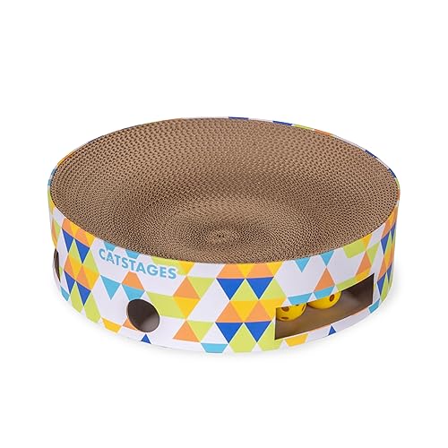 Catstages Bowl Track Scratcher Cat Ball Track Scratcher and Lougner, Multicolored - Multi