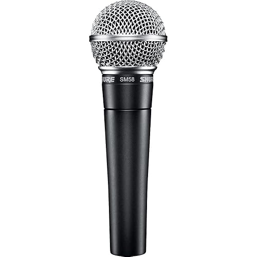 Shure SM58 Cardioid Dynamic Vocal Microphone with 25' XLR Cable, Pneumatic Shock Mount, Spherical Mesh Grille with Built-in Pop Filter, A25D Mic Clip, Storage Bag, 3-pin XLR Connector (SM58-CN) - Cable Included