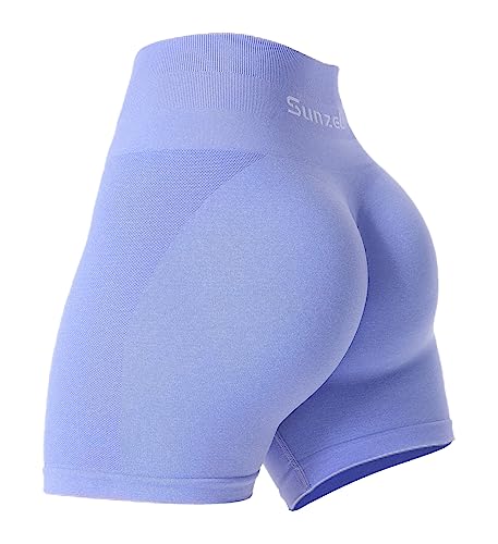 Sunzel Butt Scrunch Seamless Shorts, Womens 5 Inch Workout Shorts High Waist Stretch Booty Short for Gym/Yoga/Running/Biking - Medium - Lilac