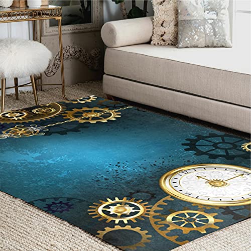 ALAZA Retro Steampunk Gold Gears Clock Area Rug Rugs for Living Room Bedroom 5'3"x4' - 5'3"x4' - Multi 2