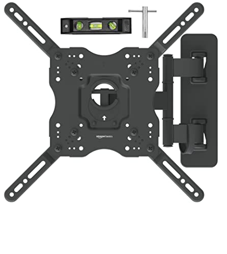 Amazon Basics Full Motion Articulating TV Monitor Wall Mount for 26-55 Inch TVs and Flat Panels up to 80 Lbs, Black