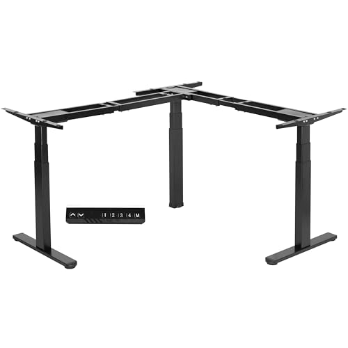 VIVO Electric Motor Height Adjustable Corner 3 Leg Standing Desk Frame, Frame Only, Sit Stand Ergonomic L Frame, Black, DESK-V130EB - Black