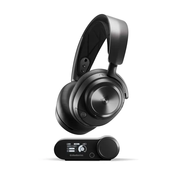 SteelSeries Arctis Nova Pro Wireless Multi-System Gaming Headset - Premium Hi-Fi Drivers - Active Noise Cancellation - Infinity Power System - ClearCast Gen 2 Mic - PC, PS5, PS4, Switch, Mobile - Black Wireless Arctis Nova Pro Headset