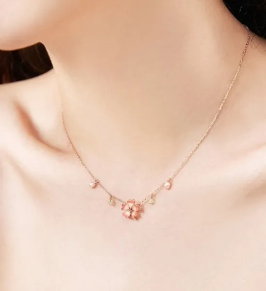 Flower Necklace Flower Pendant Floral Necklace Pink Flower | Etsy