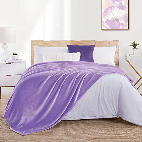Walensee Fleece Blanket Plush Throw Fuzzy Lightweight (King Size 108x90 Lavender) Super Soft Microfiber Flannel Blankets for Couch, Bed, Sofa Ultra Luxurious Warm and Cozy for All Seasons - Lavender - 108"x90"