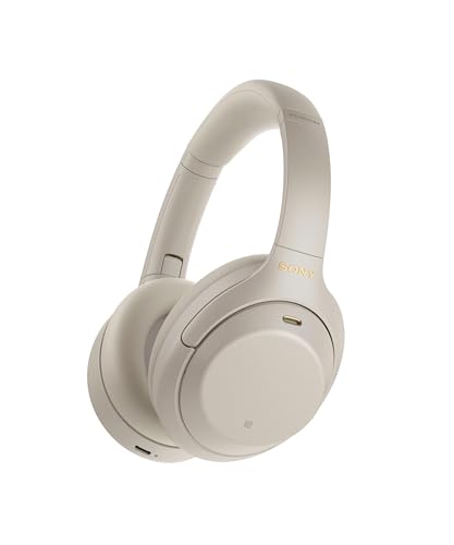 Sony WH-1000XM4 Wireless Industry Leading Noise Canceling Overhead Headphones, Silver, One Size (WH1000XM4/S) - Silver - WH1000XM4