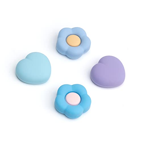 TIKOdirect Thumb Grips Caps for Switch & Lite & OLED Cute Soft Silicone Cover Set for Joy-Con Controller, Heart & Flower (Blue&Purple) - Switch/Lite/OLED - Heart & Flower (Blue&Purple)