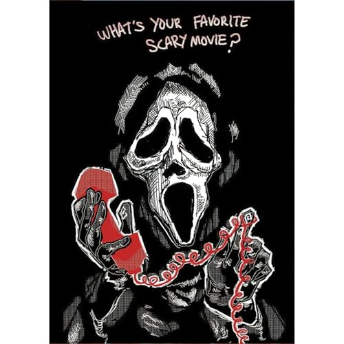 KEYIFA 5D Diamond Art Painting Scream Ghostface Kit, Crystal Art Diamond Painting Ghostface Pictures, DIY Full Drill Canvas Photo Diamond Painting Kits for Adults, Home Wall Decor 30x40CM