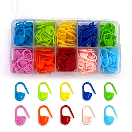 AIOUNIYA Stitch Markers - Crochet & Knitting Markers, 10 Colors, 120 pcs with Box for Crafting - Pack of 120